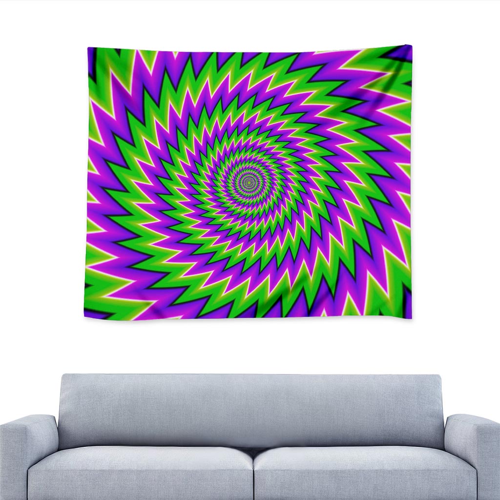 Green Spiral Moving Optical Illusion Tapestry