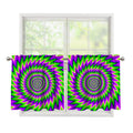 Green Spiral Moving Optical Illusion Tier Curtains