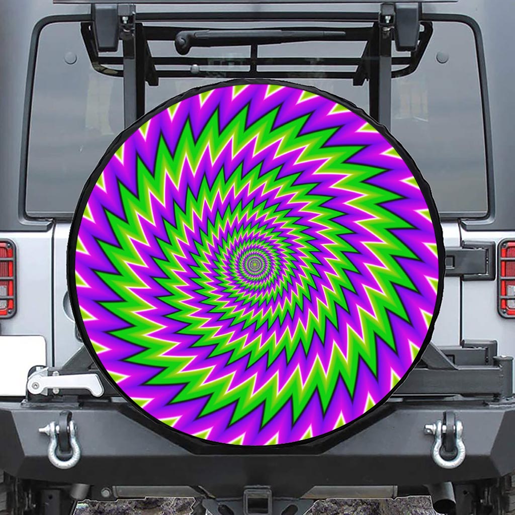 Green Spiral Moving Optical Illusion Tire Cover
