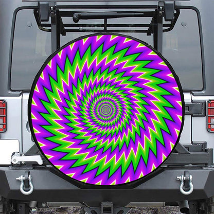 Green Spiral Moving Optical Illusion Tire Cover