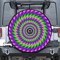 Green Spiral Moving Optical Illusion Tire Cover With Camera Hole