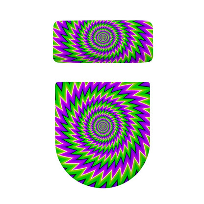 Green Spiral Moving Optical Illusion Toilet Lid And Tank Cover Set