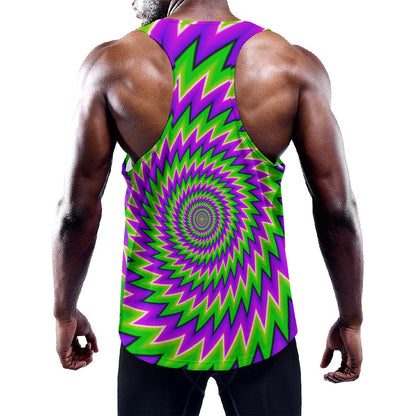 Green Spiral Moving Optical Illusion Training Tank Top