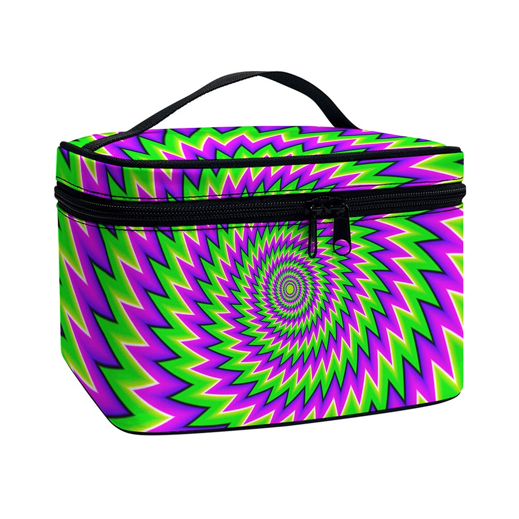 Green Spiral Moving Optical Illusion Travel Makeup Bag