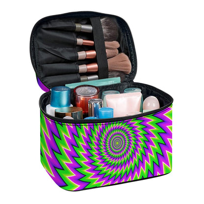 Green Spiral Moving Optical Illusion Travel Makeup Bag