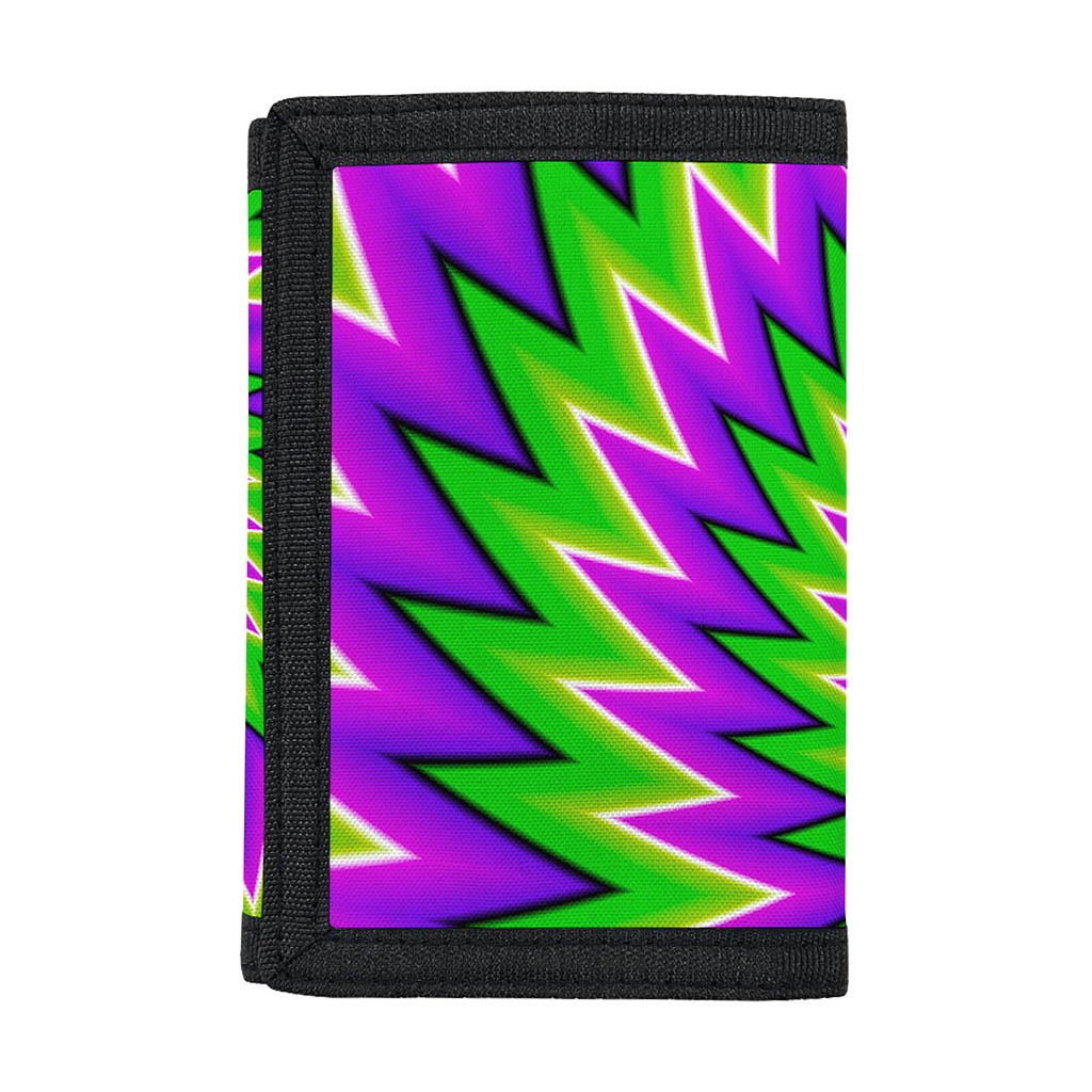 Green Spiral Moving Optical Illusion Trifold Wallet