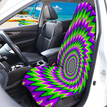 Green Spiral Moving Optical Illusion Waterproof Car Seat Cover