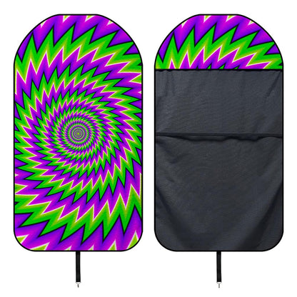 Green Spiral Moving Optical Illusion Waterproof Car Seat Cover