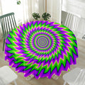 Green Spiral Moving Optical Illusion Waterproof Round Tablecloth