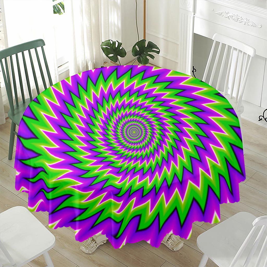 Green Spiral Moving Optical Illusion Waterproof Round Tablecloth