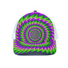 Green Spiral Moving Optical Illusion White Mesh Trucker Cap