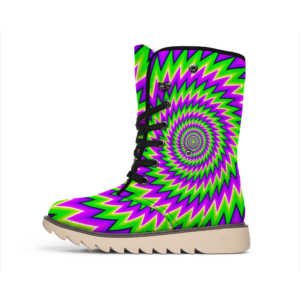 Green Spiral Moving Optical Illusion Winter Boots