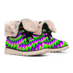 Green Spiral Moving Optical Illusion Winter Boots