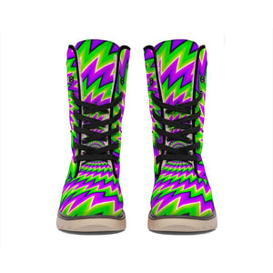 Green Spiral Moving Optical Illusion Winter Boots