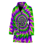 Green Spiral Moving Optical Illusion Women's Bathrobe
