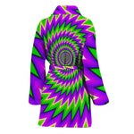 Green Spiral Moving Optical Illusion Women's Bathrobe