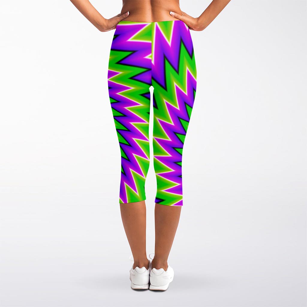 Green Spiral Moving Optical Illusion Women's Capri Leggings