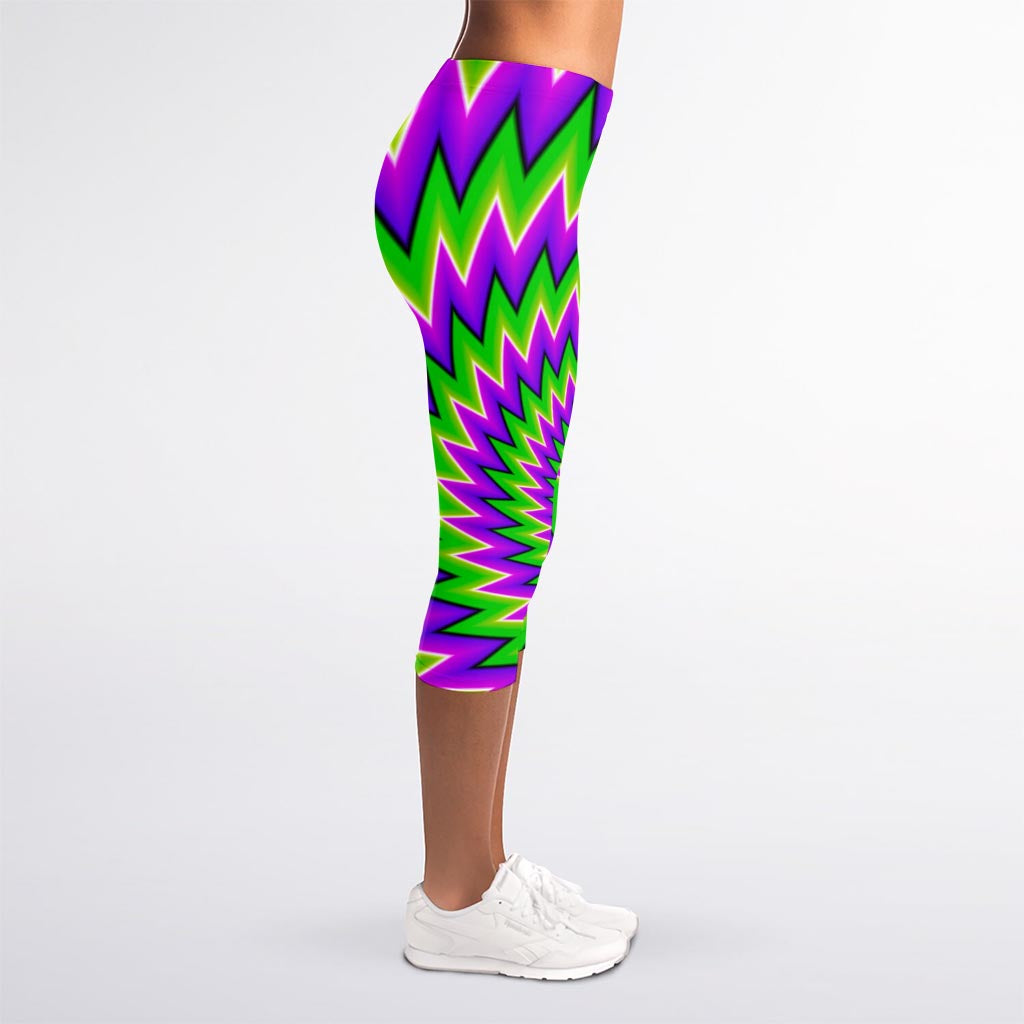 Green Spiral Moving Optical Illusion Women's Capri Leggings