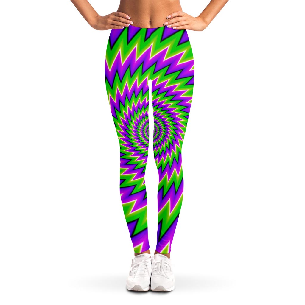 Green Spiral Moving Optical Illusion Women's Leggings