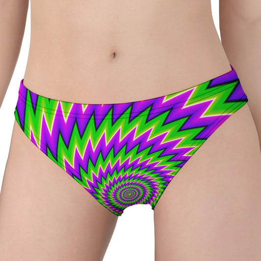 Green Spiral Moving Optical Illusion Women's Panties