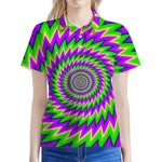 Green Spiral Moving Optical Illusion Women's Polo Shirt