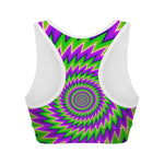 Green Spiral Moving Optical Illusion Women's Sports Bra