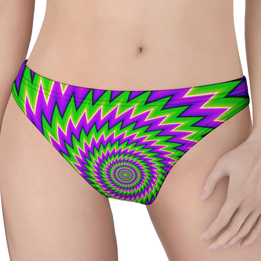 Green Spiral Moving Optical Illusion Women's Thong