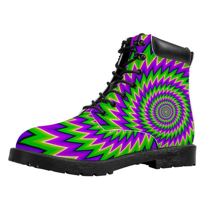 Green Spiral Moving Optical Illusion Work Boots