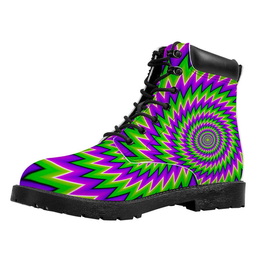 Green Spiral Moving Optical Illusion Work Boots