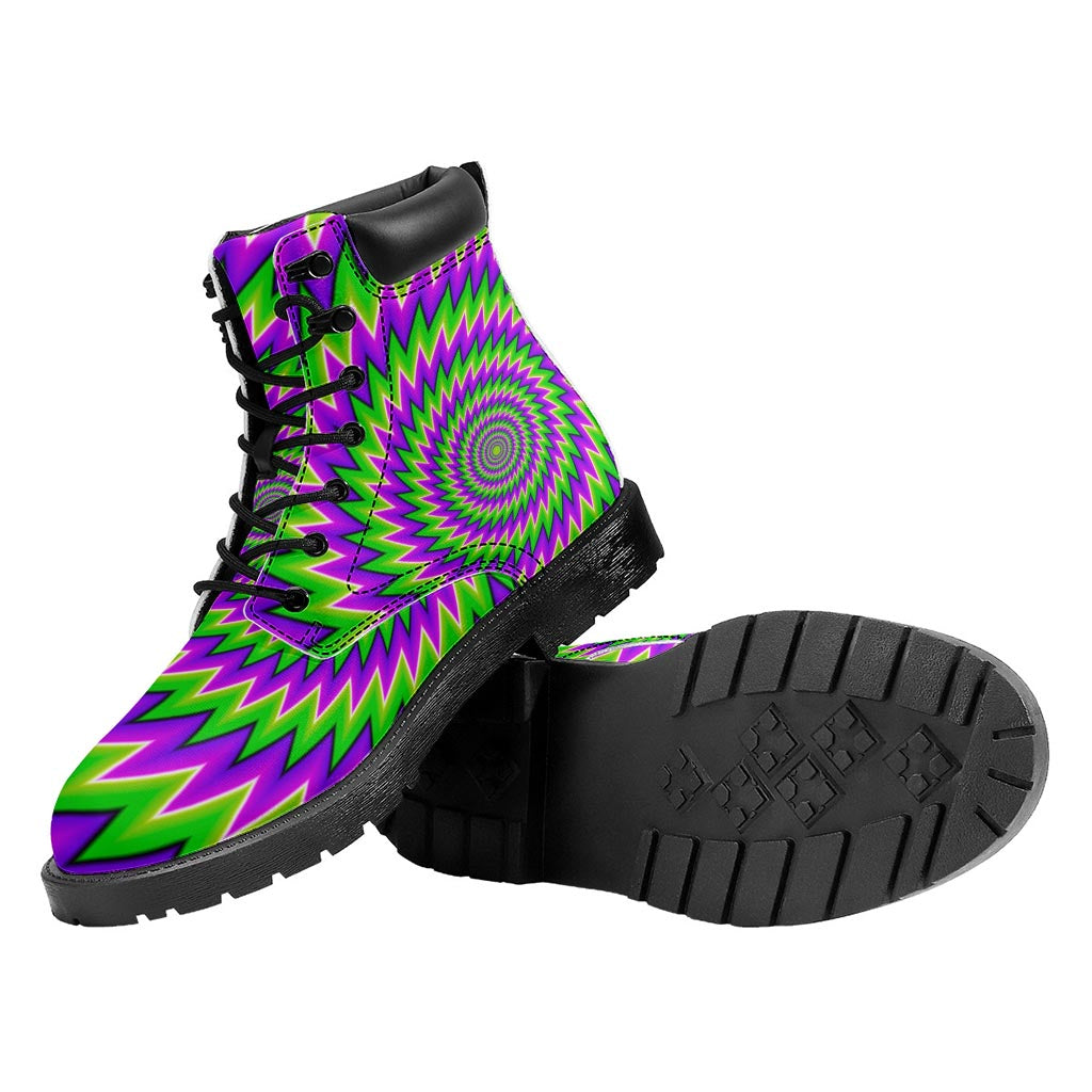 Green Spiral Moving Optical Illusion Work Boots