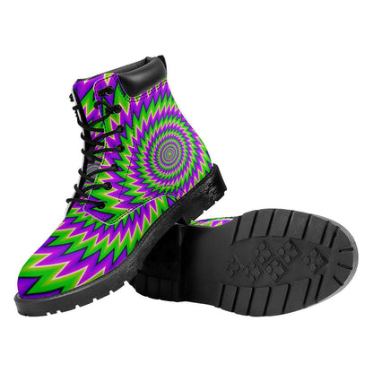 Green Spiral Moving Optical Illusion Work Boots