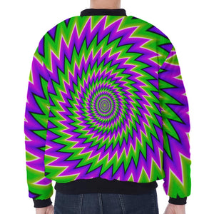 Green Spiral Moving Optical Illusion Zip Sleeve Bomber Jacket