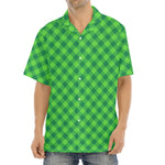 Green St. Patrick's Day Plaid Print Aloha Shirt