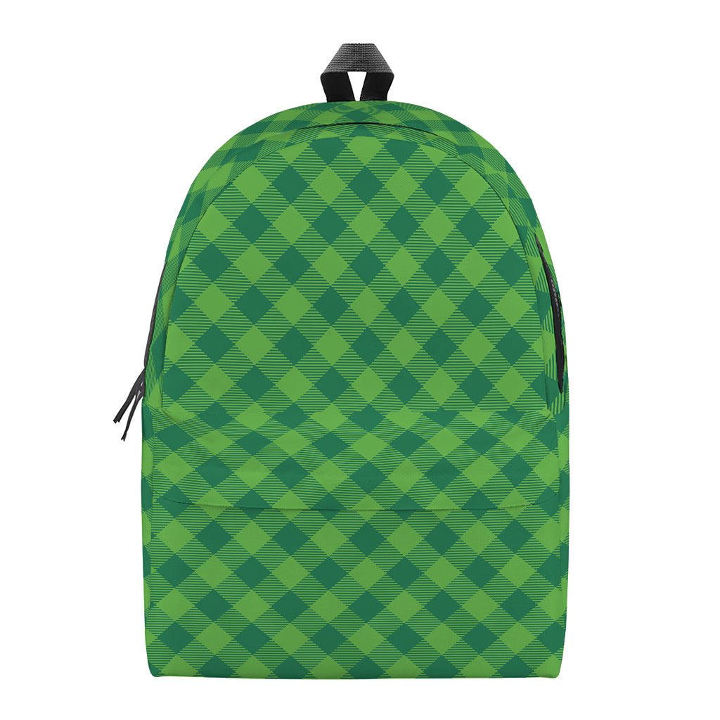 Green St. Patrick's Day Plaid Print Backpack