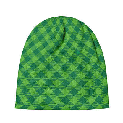 Green St. Patrick's Day Plaid Print Beanie
