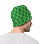 Green St. Patrick's Day Plaid Print Beanie