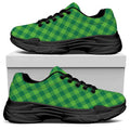 Green St. Patrick's Day Plaid Print Black Chunky Shoes