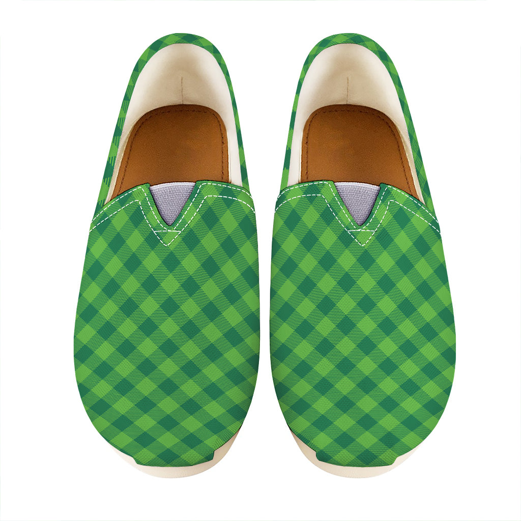 Green St. Patrick's Day Plaid Print Casual Shoes