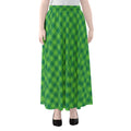 Green St. Patrick's Day Plaid Print Chiffon Maxi Skirt