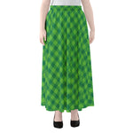 Green St. Patrick's Day Plaid Print Chiffon Maxi Skirt