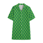 Green St. Patrick's Day Plaid Print Cotton Hawaiian Shirt