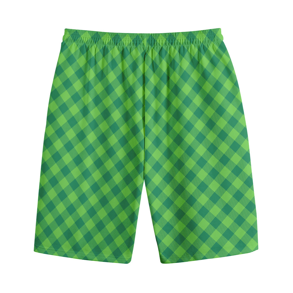 Green St. Patrick's Day Plaid Print Cotton Shorts