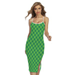 Green St. Patrick's Day Plaid Print Cross Back Cami Dress