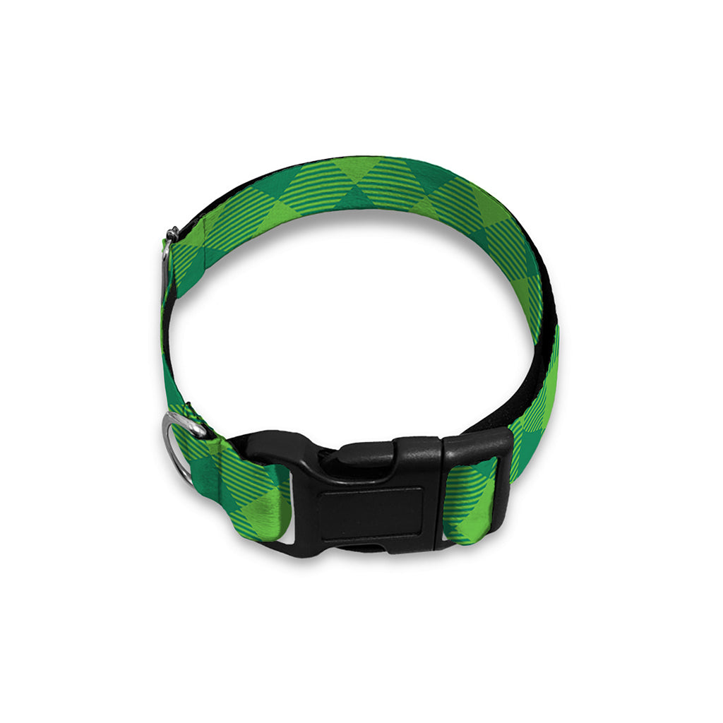 Green St. Patrick's Day Plaid Print Dog Collar