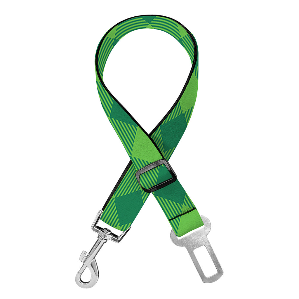 Green St. Patrick's Day Plaid Print Dog Seat Belt