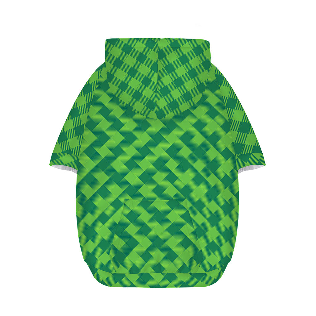 Green St. Patrick's Day Plaid Print Dog Zip Up Hoodie