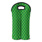 Green St. Patrick's Day Plaid Print Double Neoprene Wine Tote