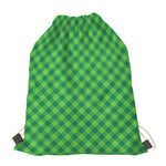 Green St. Patrick's Day Plaid Print Drawstring Bag