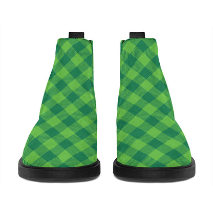 Green St. Patrick's Day Plaid Print Flat Ankle Boots