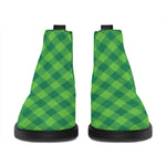 Green St. Patrick's Day Plaid Print Flat Ankle Boots